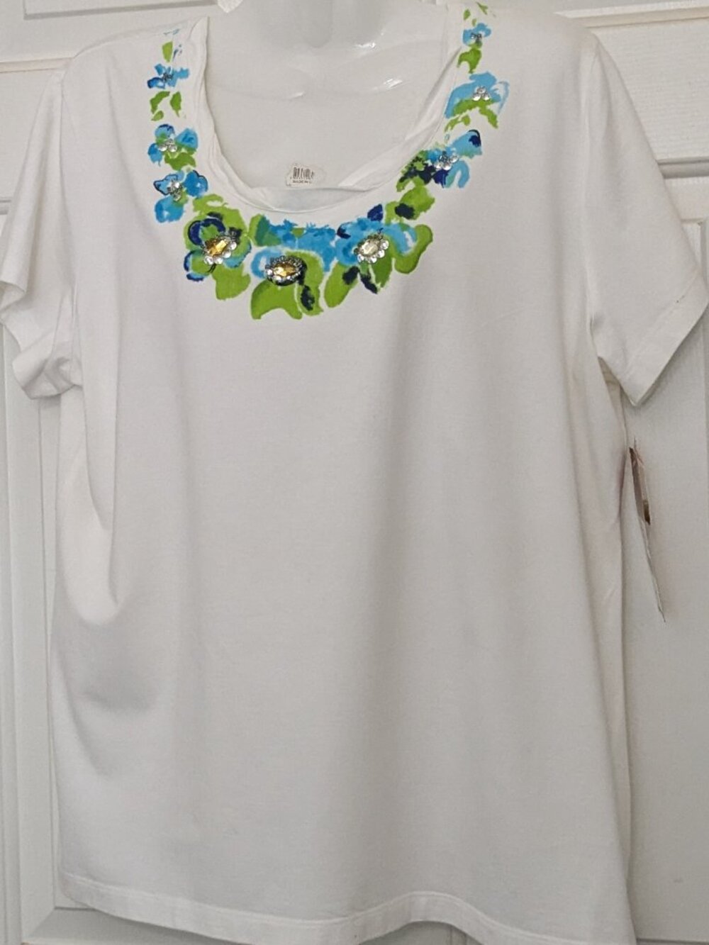 Choice Crew Neck Short Sleeve Tee Fit Cotton T-Shirt Size XL White /Bling NWT